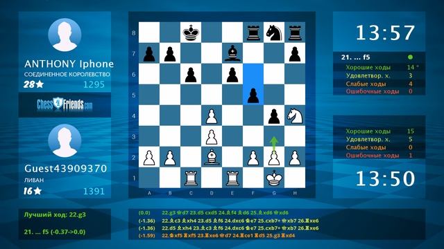 Chess Game Analysis: Guest43909370 - ANTHONY Iphone : 0-1 (By ChessFriends.com) смотреть онлайн