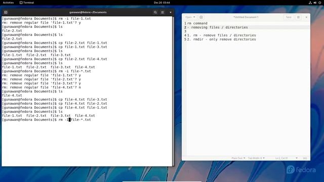 #9 - Basic Linux Command | with Fedora 35 Workstation | rm command смотреть онлайн