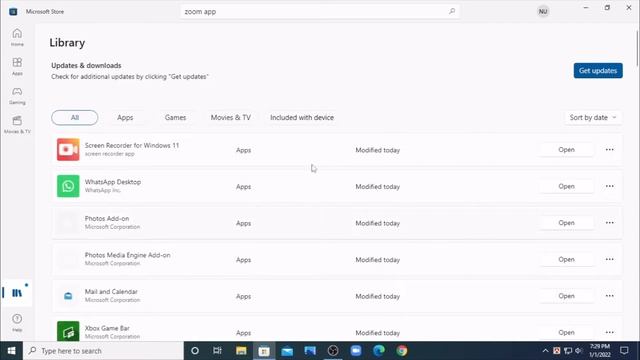 Download zoom app in windows 10 21H2 from new version of microsoft store. смотреть онлайн