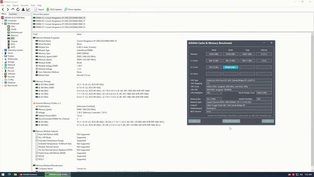Aida64 Cache & Memory - Xeon E5-1650 @ 4.3 GHz, Shuangwei X79 E5M-2011, 32 GB DDR3-1866 CL10