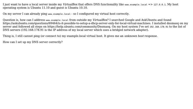 Ubuntu: VirtualBox Ubuntu Server with DNS using dnsmasq смотреть онлайн