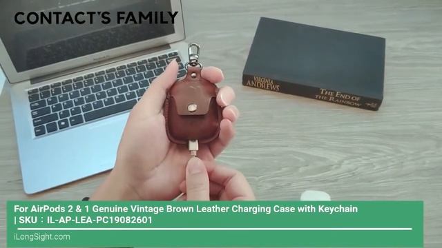 For AirPods 2 & 1 Genuine Vintage Brown Leather Charging Case with Keychain | iLongSight.com смотреть онлайн