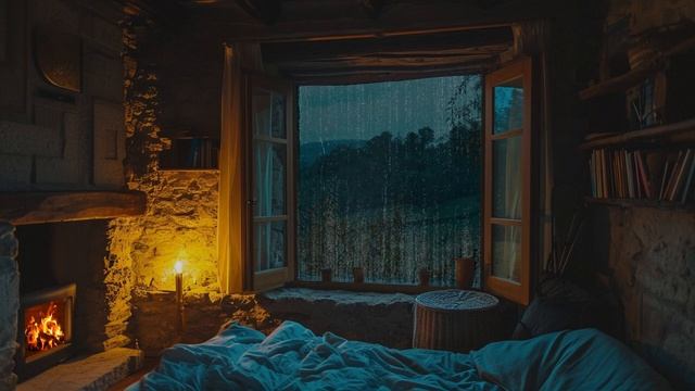 Window Rain & Thunder Sounds At Night For Sleeping | Relax, Study, Reduce Stress смотреть онлайн