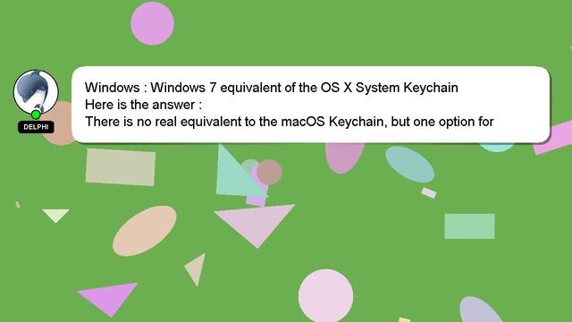 Windows : Windows 7 equivalent of the OS X System Keychain смотреть онлайн