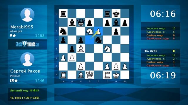 Chess Game Analysis: Сергей Раков - Merabi995 : 1-0 (By ChessFriends.com) смотреть онлайн