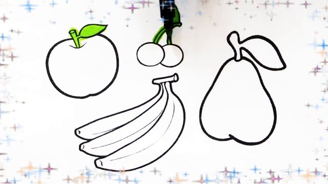 How to draw Banana Apple and other Fruits | Drawing for Kids 4 Fruit Coloring Pages смотреть онлайн