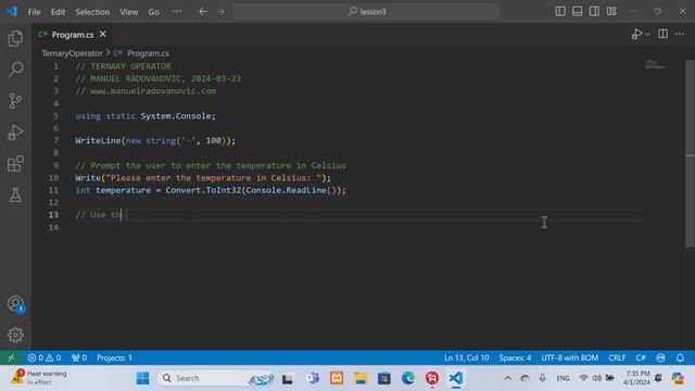 C# 12 - 10. How to get started with Ternary Operator ? смотреть онлайн