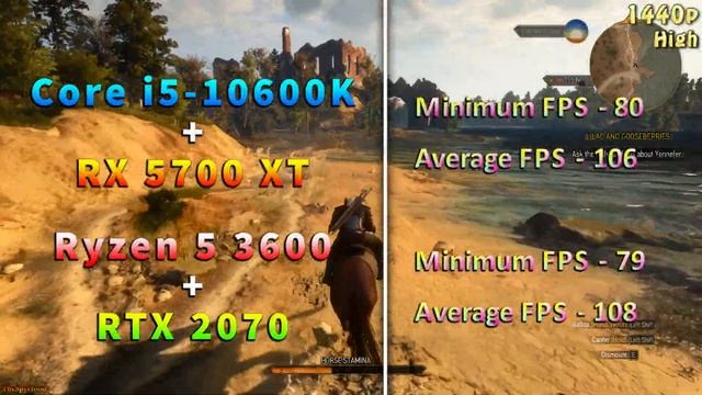 Core i5 10600K + RX 5700 XT vs Ryzen 5 3600 + RTX 2070 смотреть онлайн