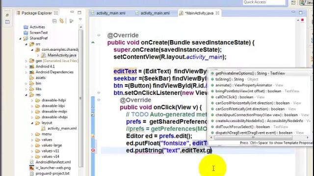 17 Example with Shared Preferences Save Text and TextSize with View SeekBar смотреть онлайн