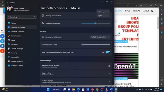 How to switch or change Left & Right mouse buttons on Windows 11/10 смотреть онлайн