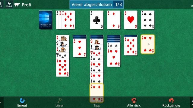 Star Club Windows 10 Anniversary, Klondike Expert, Game #2 - Play 3 Fours To The Foundation