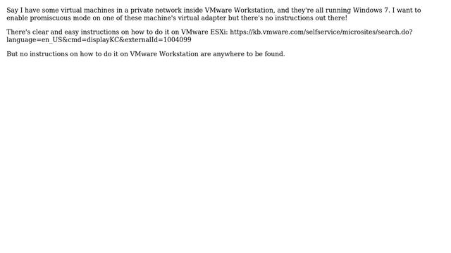 How do you enable promiscuous mode in VMware Workstation? смотреть онлайн