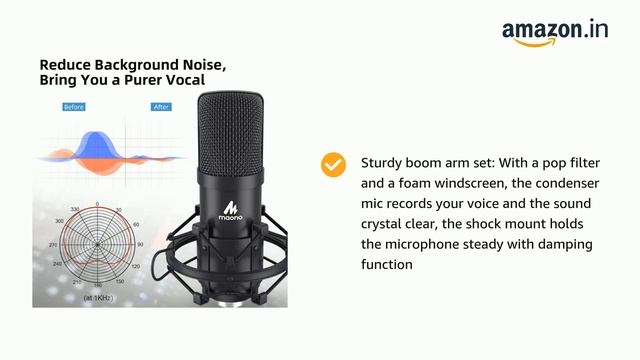 Maono AU-A03 Condenser Microphone Kit Podcast Mic Boom Arm With Microphone Stand (Black) смотреть онлайн