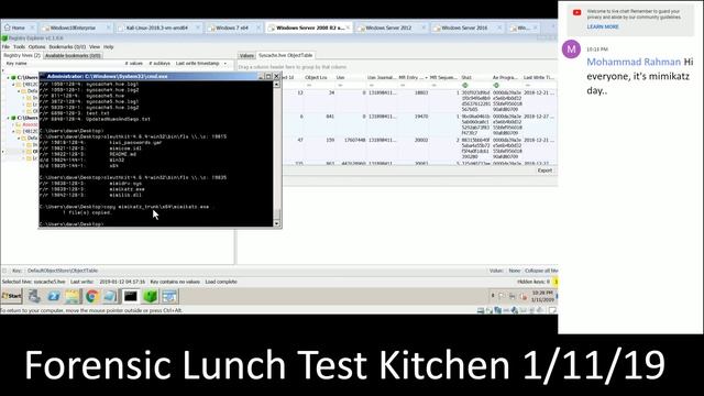 Forensic Lunch Test Kitchen 1/11/19 Server 2008 R2 Syscache Mimikatz смотреть онлайн
