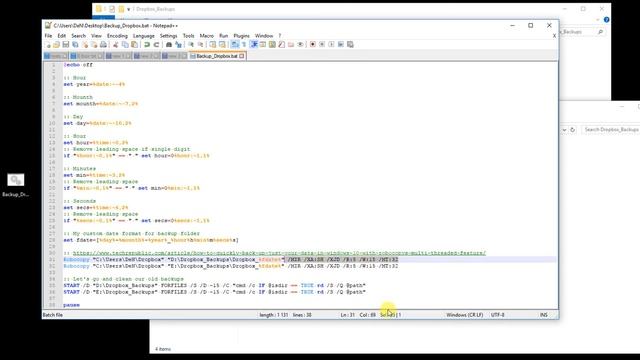 Резервное копирование папки Windows 10 c помощью .bat файла смотреть онлайн