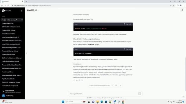 pip install coverage command not found смотреть онлайн
