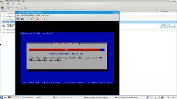 KVM linux virtual machine with virtual machine manager from ISO image