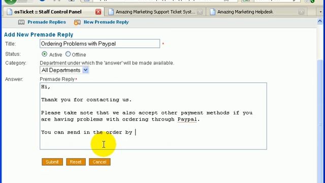 6) How to create New Premade Replies in osTicket? смотреть онлайн
