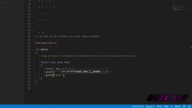 Star Pattern In C Language | CODE SAY смотреть онлайн