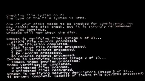 Checking file system on c: