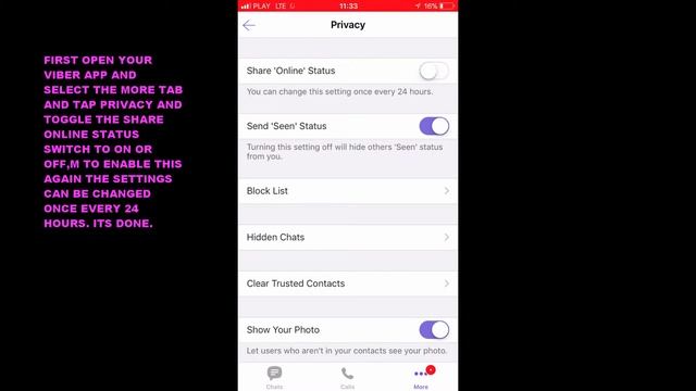 HOW TO DISABLE OR ENABLE SHARE ONLINE STATUS IN VIBER APP (IOS) смотреть онлайн