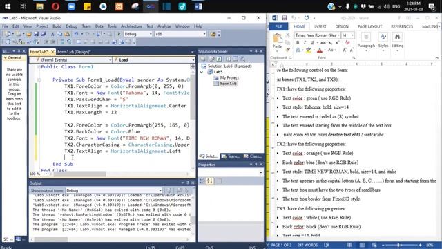 Visual Studio VB.NET - Lab 5 - Button and Textbox: multiline, scrollbar, passwordchar - 2021-03-08 смотреть онлайн