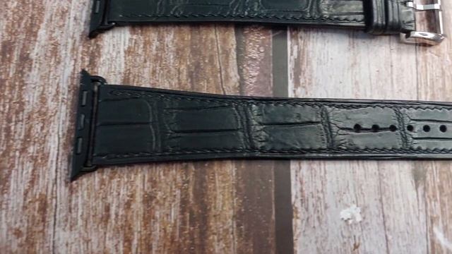 Black Full Grain Crocodile Leather Strap For Apple Watch Series 7 (45mm) смотреть онлайн
