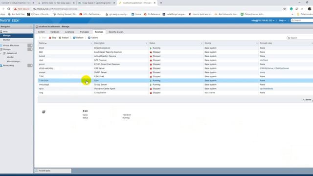 enable ssh using web UI for ESXi смотреть онлайн