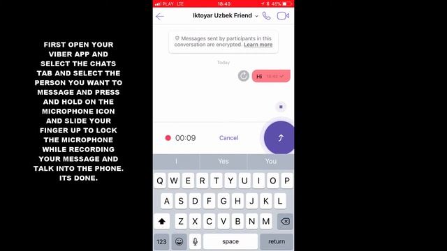 HOW TO LOCK YOUR MICROPHONE WHILE RECORDING YOUR MESSAGE IN VIBER APP (IOS) смотреть онлайн