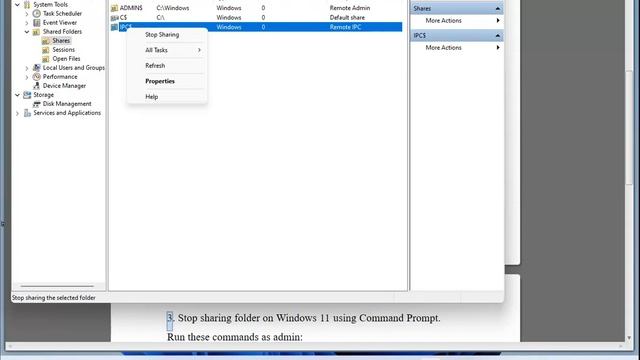 Stop sharing folder on Windows 11 смотреть онлайн