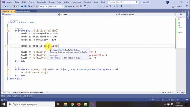 Controle ToolTip para dicas com VB.Net смотреть онлайн