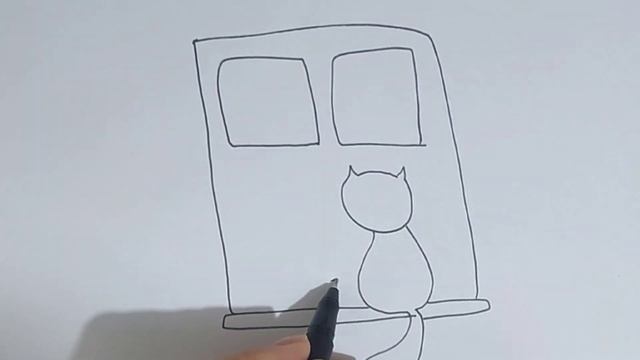 Draw a cat looking out of windows #drawing #cute смотреть онлайн