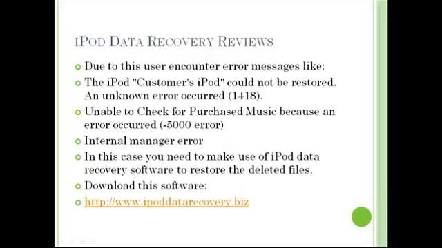 iPod Data Recovery Reviews смотреть онлайн
