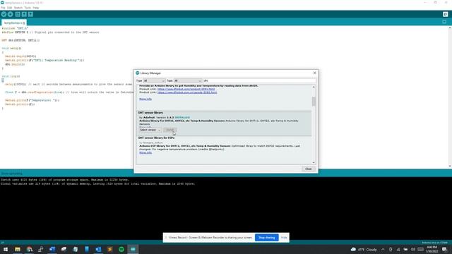 DHT11 Temp Sensor Arduino UNO setup and code смотреть онлайн