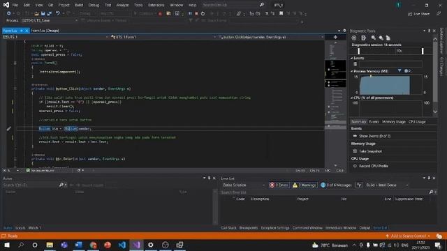 Pengoprasian Kalkulator Pada Windows Form App Di Visual Studio 2019 Community