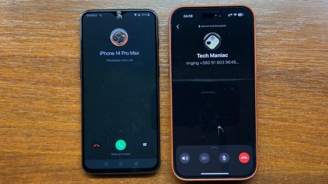OnePlus 6T vs Apple iPhone 14 ProMax WhatsApp Outgoing & Incoming Calls Android vs iOS смотреть онлайн