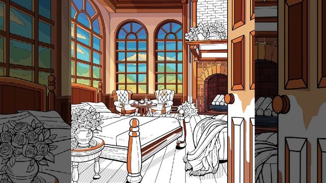 Zen Color Paint by Numbers App Bedroom with big Windows #relaxing #calming #painting смотреть онлайн