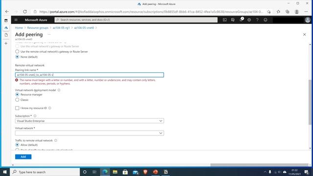 Azure Administrator Series Lab 5:Implement Intersite Connectivity смотреть онлайн