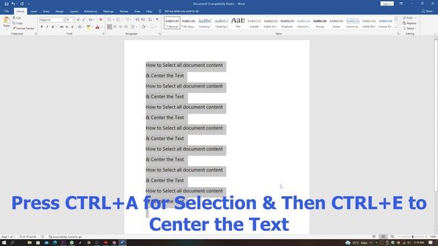 Select All documents Text & Center with Keyboard | Microsoft Word Keyboard Shortcut Keys in Windows смотреть онлайн