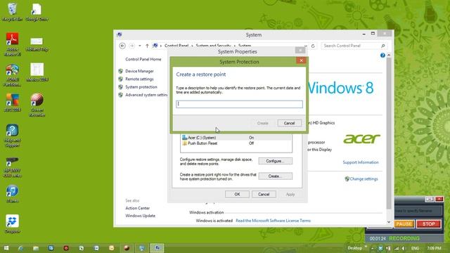 Creating a system restore point in Windows 8.1 смотреть онлайн