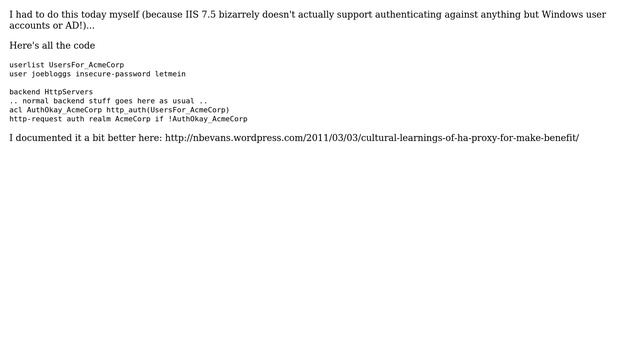 Possible to add basic HTTP access authentication via HAProxy? (3 Solutions!!) смотреть онлайн