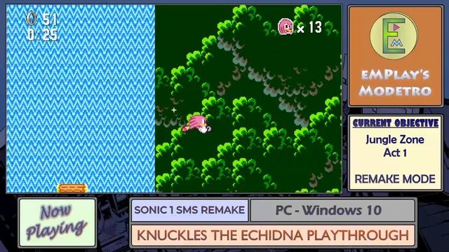 Sonic 1 SMS Remake - PC - Knuckles (1.0.G Remake Mode) - #10 - Jungle Zone: Act 1 смотреть онлайн