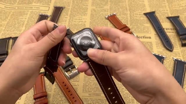 Genuine Leather Watch Strap 38 40 42 44mm Fashion Classic Band for Apple Watch Series 7 6 se 5 4 3 смотреть онлайн