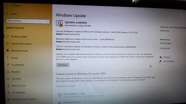 Windows10 Latest Feature Update v20H2 available for all Window machine 11-11-2020 смотреть онлайн