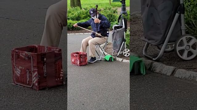 Street Musician Performing in Central Park New York City 🍎 Big Apple on my BIG Hiking Trip 🚶♂️ смотреть онлайн