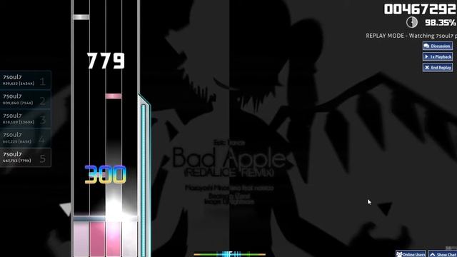 Osu! Mania - Masayoshi Minoshima - bad apple!! (Redalice Remix) [Lv.8 4K] смотреть онлайн