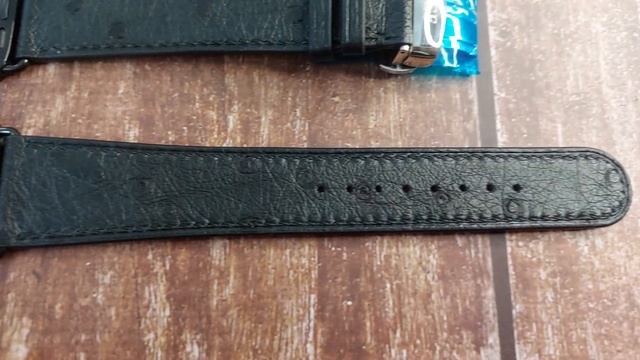 Black Full Grain Ostrich Leather Strap For Apple Watch Ultra (49mm)