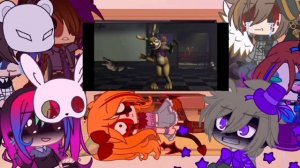 Aftons + The bunny killers react to   Glitchtrap meets Vanny pt2