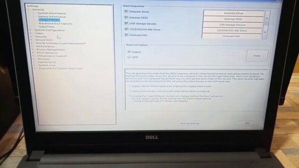 How To Fix Dell Computer Legacy BIOS Settings No Bootable Device