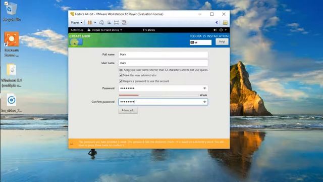 Installing Fedora 25 in Vmware Player 12 смотреть онлайн